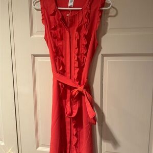 Red Sleeveless Ruffle Dress